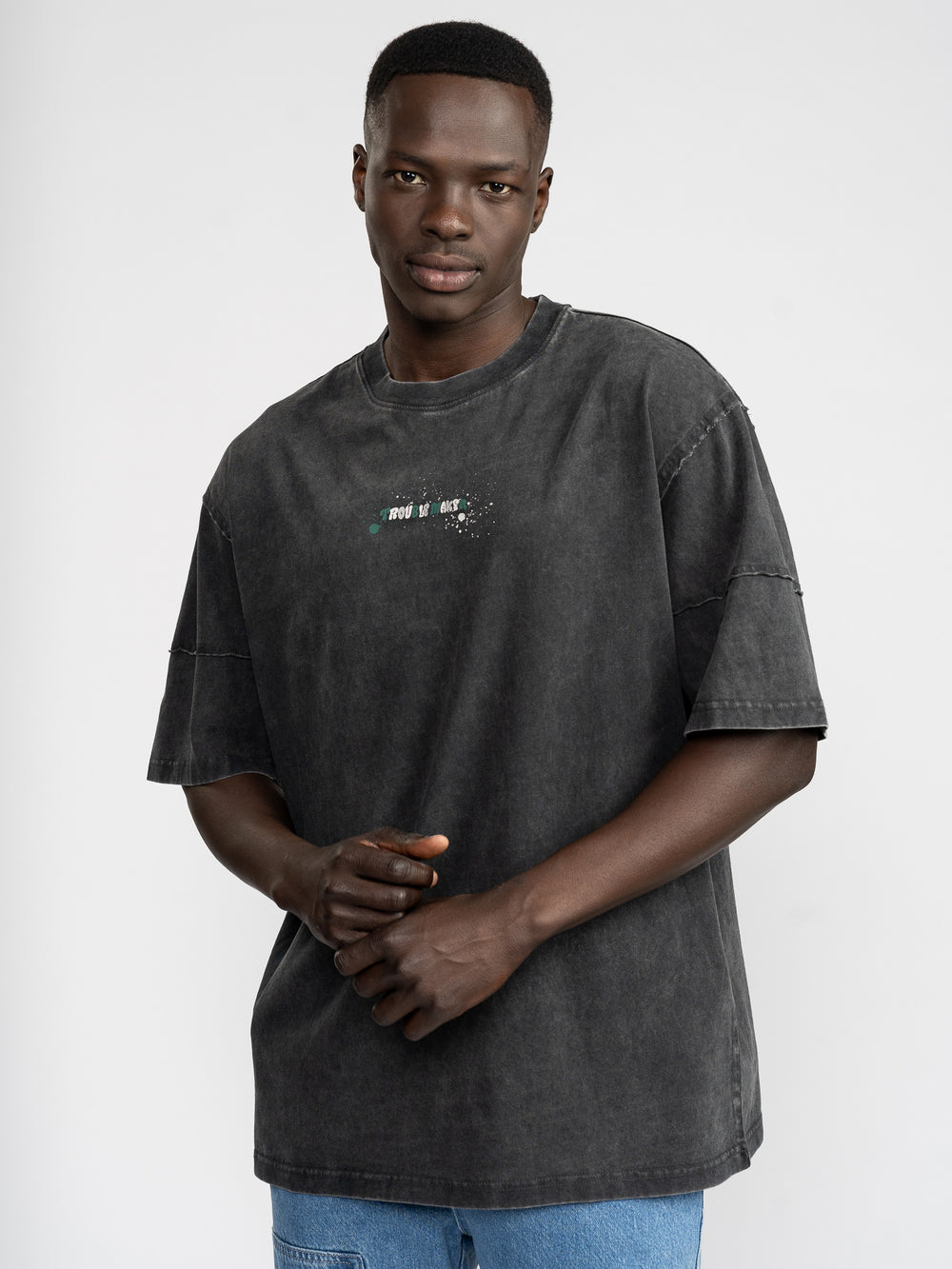 T-SHIRT OVER SIZE Scrubbed Black / XXS