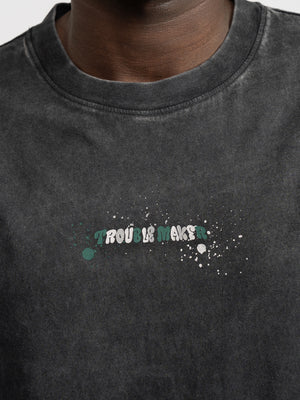 T-SHIRT OVER SIZE Scrubbed Black / XXS