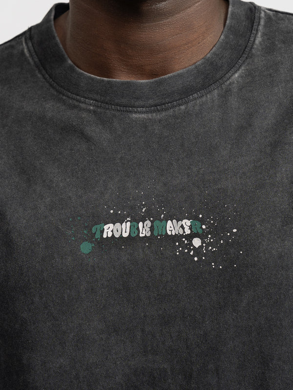 T-SHIRT OVER SIZE Scrubbed Black / XXS