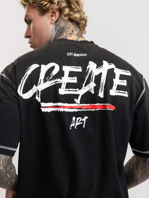 T-SHIRT OVER SIZE Scrubbed Black / XXS