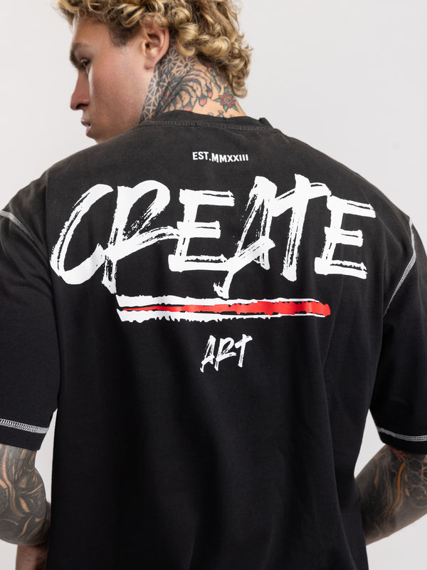 T-SHIRT OVER SIZE Scrubbed Black / XXS