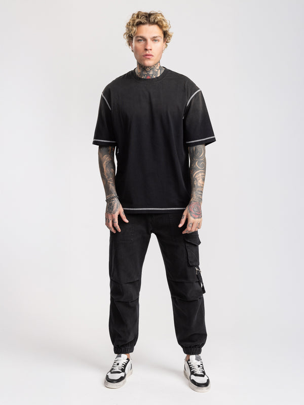 T-SHIRT OVER SIZE Scrubbed Black / XXS