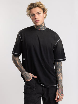 T-SHIRT OVER SIZE Scrubbed Black / XXS
