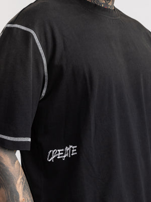 T-SHIRT OVER SIZE Scrubbed Black / XXS