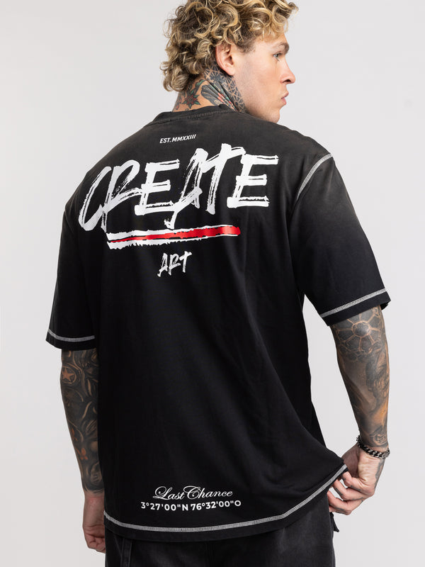 T-SHIRT OVER SIZE Scrubbed Black / XXS