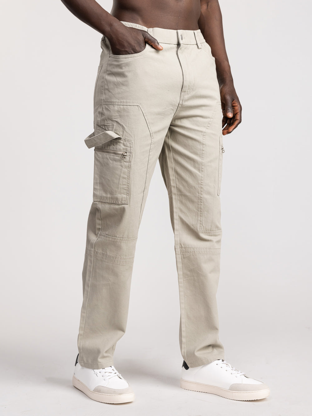 CARGO WOVEN PANTS Khaki / 46