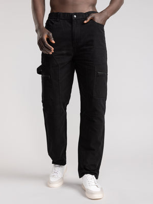CARGO WOVEN PANTS Black / 46