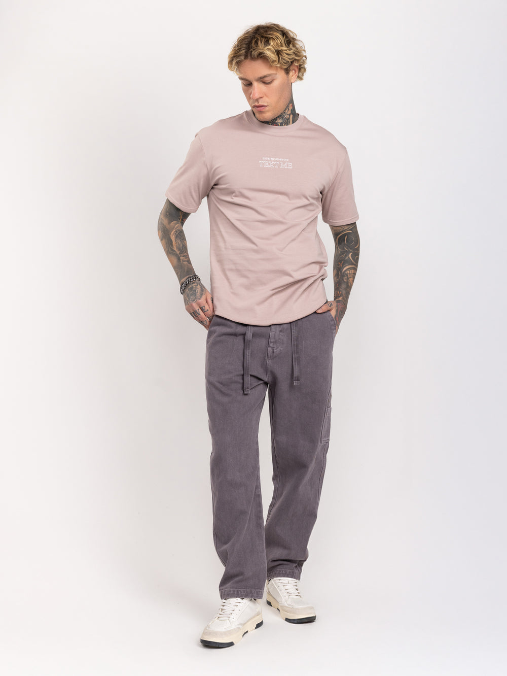 CARGO WOVEN PANTS Light Smoky Purple / 46