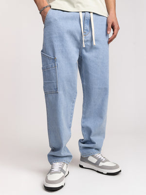 CARGO WOVEN PANTS Light Blue / 46