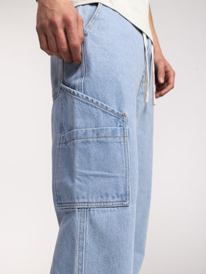 CARGO WOVEN PANTS Light Blue / 46