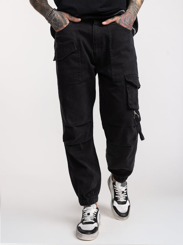 CARGO WOVEN PANTS Scrubbed Black / 46