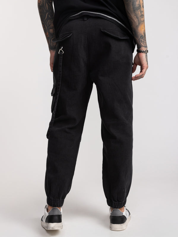 CARGO WOVEN PANTS Scrubbed Black / 46