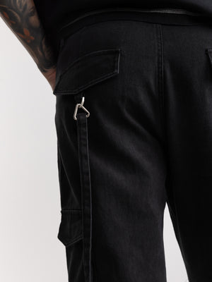 CARGO WOVEN PANTS Scrubbed Black / 46