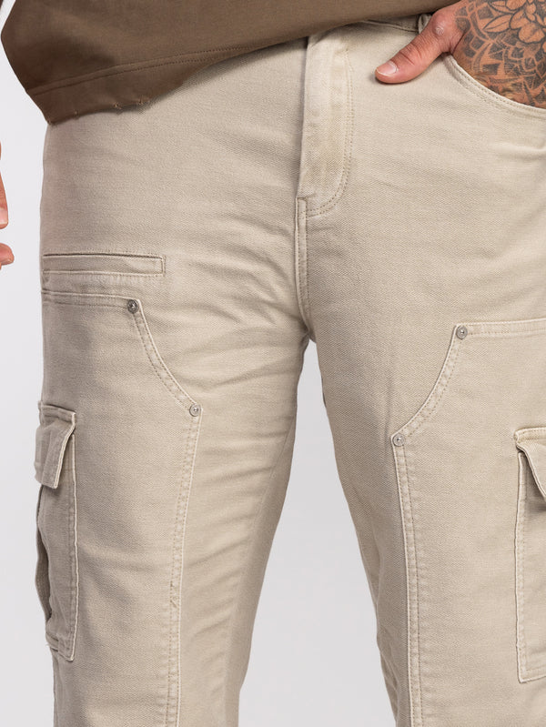 CARGO WOVEN PANTS Stone / 48