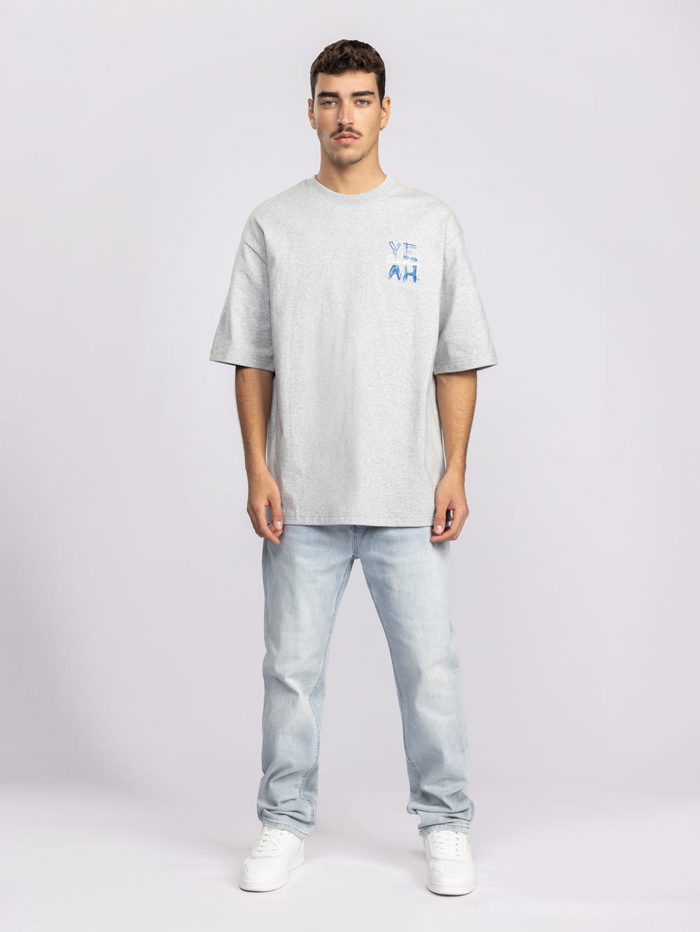 T-SHIRT OVER SIZE Grey Melange / XXS