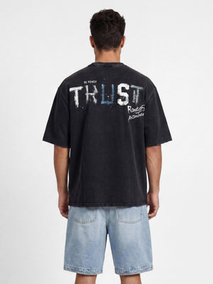 T-SHIRT OVER SIZE Scrubbed Black / XXS
