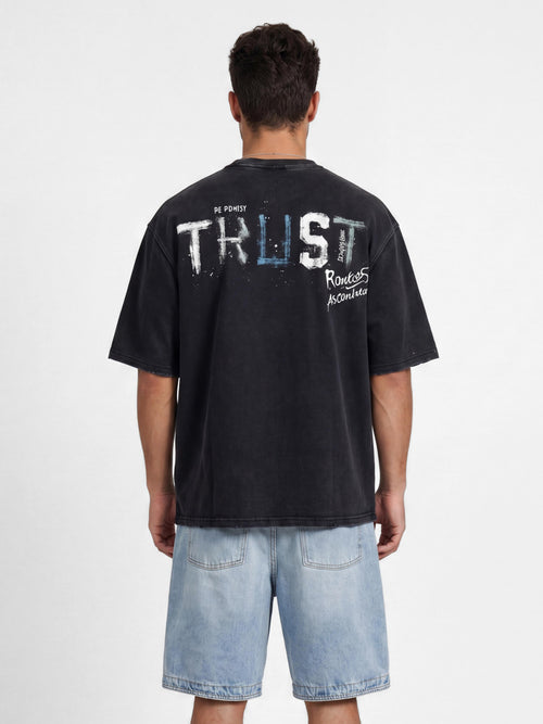 T-SHIRT OVER SIZE Scrubbed Black / XXS