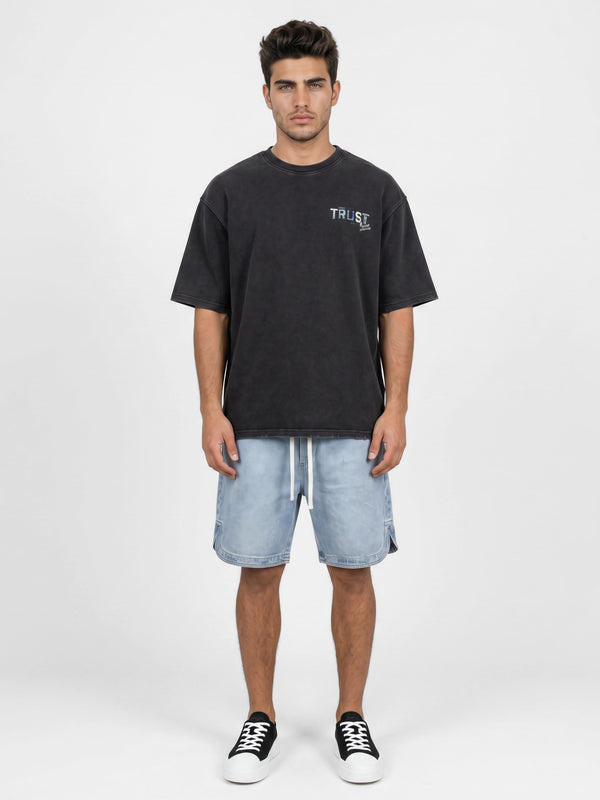 T-SHIRT OVER SIZE Scrubbed Black / XXS