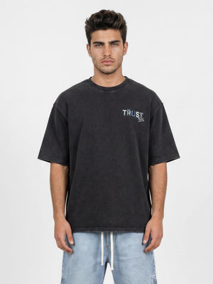 T-SHIRT OVER SIZE Scrubbed Black / XXS