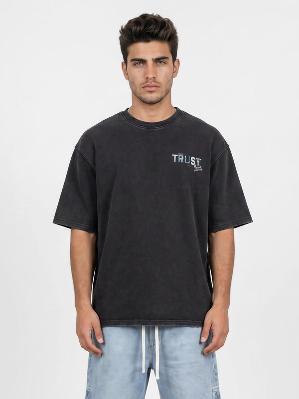 T-SHIRT OVER SIZE Scrubbed Black / XXS