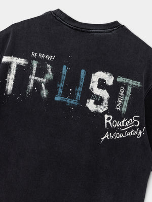 T-SHIRT OVER SIZE Scrubbed Black / XXS