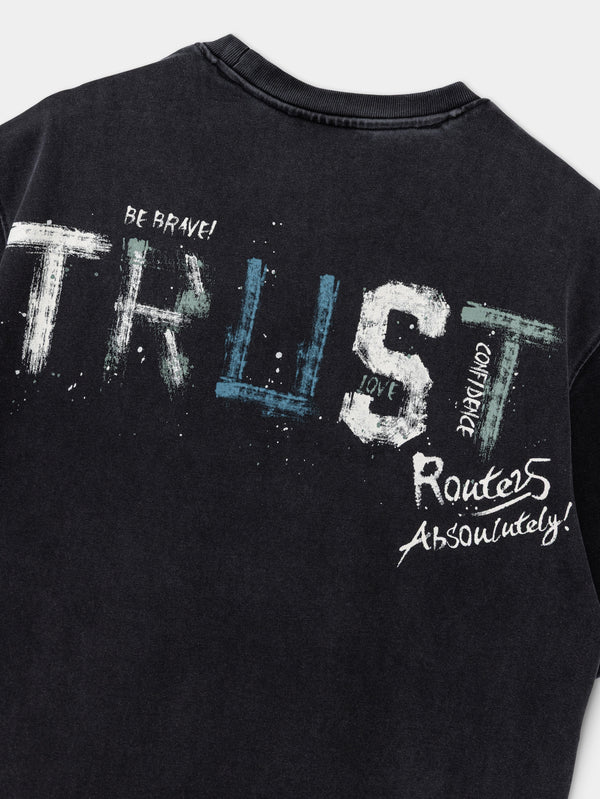 T-SHIRT OVER SIZE Scrubbed Black / XXS