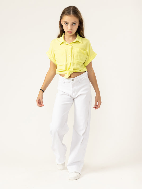 FASHION BUTTONNED SHIRTS Neon Yellow / 14
