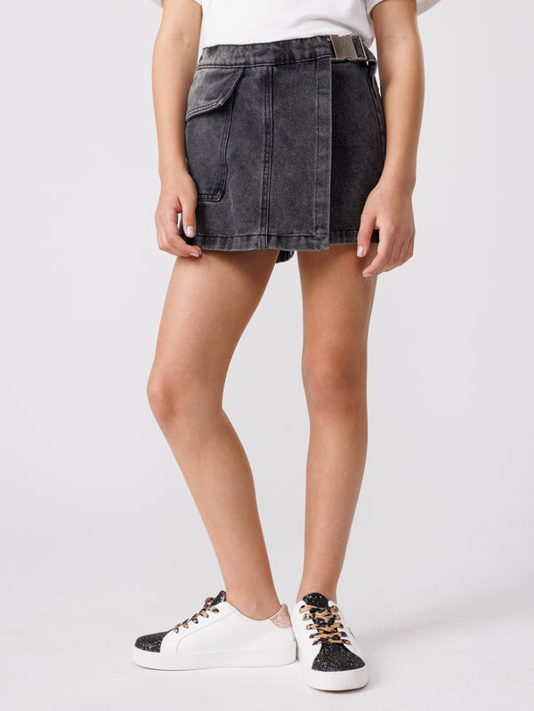 JEANS SKIRT Scrubbed Black / 14