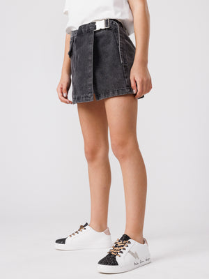 JEANS SKIRT Scrubbed Black / 14